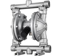 Pompe pneumatique à double membrane, entrée et sortie 1/2 pouce, corps en acier inoxydable, débit 3 GPM et pression maximale 90 PSI, membrane en PTFE Pompe de transfert pneumatique pour pétrole, diese