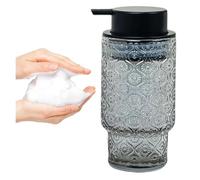 Pompe Pompe de Lavage à Main Transparente 11OZ, for Salle Bains, Liquide Vaisselle Rechargeable, décor Vintage Indispensables pour la Salle de Bain(Smoke Gray with Black Pump)