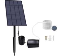 Pompe pour bassin - Pompe à air pour jardin - Aération de l'eau pour poissons - Panneau solaire réglable - 48 L/h - Noir