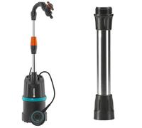 Pompe pour collecteur d’eau de pluie Gardena 4000/1 avec câble : pompe immergée avec filtre intégré & Rallonge de tube télescopique : Tube de rallonge pour pompes de citernes pluviales, 21cm