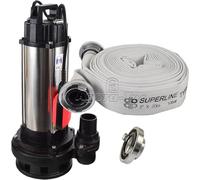 Pompe pour construction, eaux usées et eaux sales, 1500W, câble de 10m | Pompe submersible avec détecteur de niveau | Débit de 19000 litres/heure | Pression de 2,6 bars | Inclut un raccord C-STORZ et