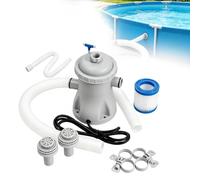 Pompe pour Piscine, Filtre Hors Sol 330 Gph avec Filtre à Cartouche Électrique, Système de Filtration Piscine avec Tuyaux,Filtres de Rechange et Circulation Silencieuse, Kit Complet de Pompe Gonflable