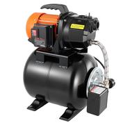 Pompe pour puits peu profond de 1 HP avec réservoir sous pression, 230 V, débit de 3 750 l/h ; pompe à jet en fonte pour irrigation avec réservoir de 19 l ; système automatique de surpression et de tr