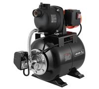 Pompe pour puits peu profonds de 1,1 CV avec réservoir sous pression, 230 V, débit de 5 000 l/h ; pompe à jet d'irrigation en plastique avec réservoir de 19 l ; système automatique de surpression et d