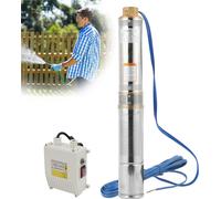 Pompe pour puits profonds Izrielar 370 W/0,5 ch Pompe pour puits 4,5 pouces jusqu'à 4000 l/h Compatible avec le sable Pompe submersible Pompe à eau en acier inoxydable Pompe de jardin avec boîtier de