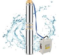 Pompe pour puits profonds Izrielar 370 W/0,5 ch Pompe pour puits 4,5 pouces jusqu'à 4000 l/h Compatible avec le sable Pompe submersible Pompe à eau en acier inoxydable Pompe de jardin avec boîtier de 