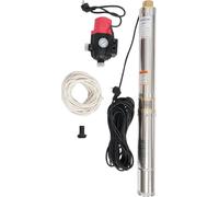 Pompe pour puits profonds - Pompe submersible - 3.5SDM4/11 - 750 W 1 CV - 220-240 V - Multicellulaire 11 roues IP68 - Acier inoxydable - Pour l'irrigation - Argent