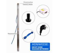 Pompe pour puits profonds, pompe submersible de 2,5“, 0,75kw, 1PS, en acier inoxydable. Pompe submersible pour puits de 2800 l/h, avec 20m de câble et boîtier de Pompe d'irrigation, pour agriculture,