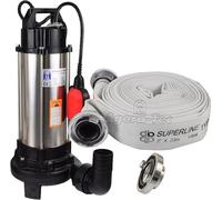 Pompe pour travaux, eaux usées et eaux sales C 1300W avec système de broyage | Câble de 10 mètres | Pompe submersible avec flotteur et système de broyage | 17500 litres/heure | 1,05 bar | + Raccord C-