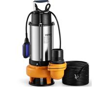 VEVOR Pompe de Relevage Eaux Chargées 2200 W Pompe d’Évacuation pour Eaux Chargées, 1000 L/min Pompe Vide Piscine Cave Fosse Septique Pompe Immergée Pompe Submersible pour Pomper Eaux Sales Eaux Usées