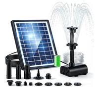 Pompe Solaire Bassin Exterieur 8W,Avec Batterie 3600 Mah,Avec 8 Buses,Protection Contre Surchauffe,Effet Double Couche,Pompe Solai