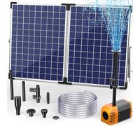 Pompe solaire de 35 watts pour bassin, débit de 1500 litres par heure, pompe solaire silencieuse avec 4 buses, fontaine solaire avec tuyau pour créer un cours d'eau, idéale pour les bassins de jardin