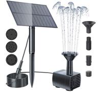 Pompe Solaire de Fontaine PRUMYA - 1.5W - 150L/H - Avec Panneau Solaire et 4 buses pour Bassin Jardin