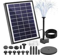 Pompe solaire pour bassin - Kit de pompe solaire pour fontaine - Pompe solaire 6,5 W - Débit de 180 l/h - Avec panneau filtrant et 9 buses - Pour bassin de jardin et aquarium