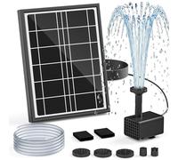 Pompe Solaire pour Fontaine à Oiseaux, Pompe à Eau Solaire 4 W avec câble d'alimentation de 3 m, Support de Sol réglable, 5 Modes de pulvérisation et Tuyau de 1,2 m, Protection Contre Le Sec et