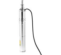 Pompe solaire pour puits profonds - Pompe submersible 24 V pour puits - 370 W - Débit : 1 800 l/h - Hauteur de refoulement : 65 m - Couleur : argent
