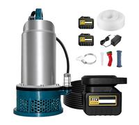 Pompe Submersible, 5000 L/H Pompe à eau Sans fil avec Tuyau de 10m,Câble de Connexion de 5m,Batterie 21V et Chargeur,Hauteur de Refoulement Max.16m, Idéal pour Piscine, Lit à eau, Arrosage du Jardin