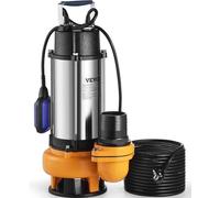 Pompe submersible avec interrupteur à flotteur - Pompe double 2200 W IPX8 pour le jardin et la maison