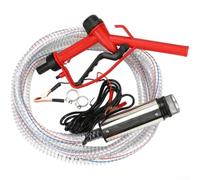 Pompe submersible électrique 12 V 24 V 220 V pour huile, eau, diesel, haut débit 30 l, corps en acier inoxydable, entrée de 51 mm avec tuyau de 4 m, design portable pour ferme et chantier (argent 12 V