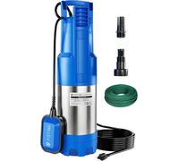 Pompe submersible en acier inoxydable, modèle 3, 800W. Débit de 6800 litres par heure, hauteur de refoulement maximale de 37 mètres, profondeur d'immersion maximale de 12 mètres, avec interrupteur de