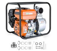 Pompe submersible essence/eau - Pompe pour eaux sales de 10 cm - Débit de 1600 litres par minute - Moteur de 8,3 chevaux - Portable avec tuyau d'aspiration de 7,6 mètres - Roue en fonte pour l'irrigat