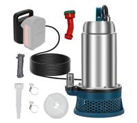 Pompe Submersible pour Batterie Makita 18V,5000L/H Pompe à Eau Sans Fil | Avec Tuyau 10 M, Câble 5 M, Hauteur de Refoulement 16M pour Jardin, Étang, Piscine, Camping et Irrigation (Sans Batterie)