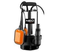 NEO TOOLS Pompe submersible pour eaux usées en acier inoxydable (débit de 17.000l/h, hauteur de refoulement de 9m, 900W, granulométrie de 25mm) Pompe submersible pour eaux usées