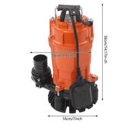 Pompe submersible pour eaux usées - Modèle NHS750 - 750 W - IP68 - Hauteur de refoulement 18 m - Prise européenne - Orange