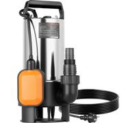 Pompe submersible pour puisard 710 W, 20 000 L/H, pompe submersible en acier inoxydable pour eaux usées et eaux propres avec interrupteur à flotteur automatique, cordon long, hauteur de refoulement ma