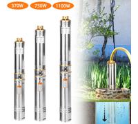 Pompe submersible pour puits profond en acier inoxydable 370W 750W 1100W, câble de 20m, pompe à eau haute pression pour puits, citerne, irrigation, 4 pouces 370W