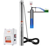 Pompe submersible pour puits profonds VEVOR, 1500 W, 230 V, 60 Hz, 9,8 m³/h, 108 m de hauteur de refoulement, avec câble de 19,4 m et boîtier deexterne, pompes à eau en acier inoxydable pour l'industr
