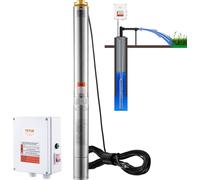 Pompe submersible pour puits profonds VEVOR, 2200 W, 230 V, débit 9,8 m³/h, hauteur de refoulement 144 m, avec câble de 19,4 m et boîtier deexterne, pompes à eau en acier inoxydable , étanche IP68