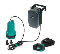 Pompe submersible sans fil 20V - 90 W - 3800 l/h - 0,6 bar - eaux propres et sales | batterie 4,0 Ah et chargeur inclus