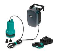 Pompe submersible sans fil 20V-90W - 3.800 l/h, 0,6 bar, batterie 2Ah | S_SP515DC Vonroc - Pour eau propre et sale, batterie 2Ah et charge rapide incluses, aspiration à plat, vidange