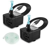 Pompe submersible USB, DC 5 V, 1-3 W, débit de 200 litres par heure, mini-pompe ultra silencieuse réglable, idéale pour les aquariums et les étangs, lot de 2
