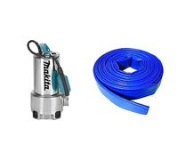POMPE VIDE-CAVE MAKITA À EAU CHARGÉE 1100 W - PF1110 & Silverline - Tuyau souple plat 10 m x 50 mm (675246)