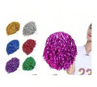 Pompons de majorette, boules de pompoms colorées avec poignée convenant aux compétitions sportives, représentations sur scène, festivals et fêtes paire bleue,Paire verte,Paire violette,Paire rouge,Pai
