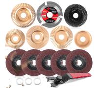 Pomsare Lot de 13 disques de sculpture sur bois pour meuleuse d'angle de 4 1/2, roues pour bois, disque à lamelles pour le travail du bois, la coupe, le meulage, la mise en forme et le ponçage