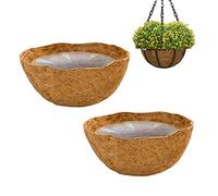 Pomurom 2 Doublure Ronen Fibre Coco 20cm, Doublure Remplacement Fibres Coco pour Panier Suspension, Doublures pour Jardinières Pot Fleurs intérieur ou extérieur