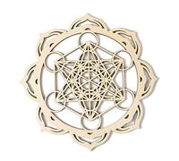 Pomurom Art Mural en Bois Cube de Métatron, 28CM Symbole Spirituel de Géométrie Sacrée, Pla-Que Grille de Cristal Sculptures Murales Bois, Décoration Murale pour Méditation Yoga Maison Chambre Salle
