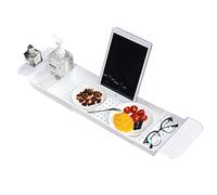 Pomurom Baignoire Extensible, Planche Bain pour Baignoire, Pont Bain pour Baignoire, Organisateur Baignoire et Support pour Bougie, Vin, Tasse, Livre, Téléphone pour Spa, Salle Bain