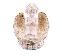 Pomurom Porte-Bougies Chauffe-Plat Chérubin, Bougeoir en Figurine d'ange en Résine, Supports pour Bougies Votives, Bougeoir Décoratif Ailes d'anges, Décoration pour Centre Table Salon Chambre Fête