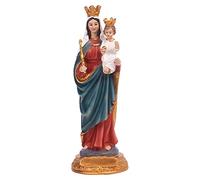 Pomurom Statuette Vierge Marie, 21cm la Vierge Marie et l'enfant Jésus, Figurine Vierge Marie en Résine, Sculpture Religieuse, Table pour Décoration Maison et Bureau