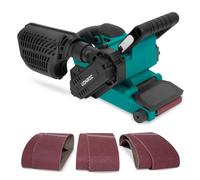 VONROC Ponceuse à bande 710W - Comprend 6 bandes abrasives - vitesse variable : 120-380 r/min - Comprend un bac de récupération de poussières robuste - convient aux bandes abrasives de 75x457mm