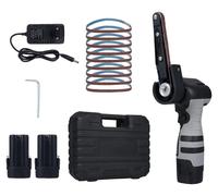 Ponçeuse à bande, alimentée par batterie, vitesse de 6500 tr/min, livrée avec 2 batteries et un adaptateur secteur avec prise EU