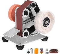 Ponçeuse à bande électrique, polissoir à 7 niveaux de réglage, avec 10 bandes abrasives de 330 x 30 mm (grain P120/320/600/800/1000), disque abrasif, disque de polissage, feuille de polissage et foret