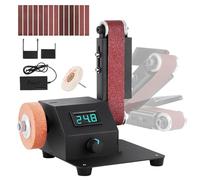 Ponceuse à Bande Mini, Ponceuse électrique 350W, Meuleuse d'établi à Bande | 1,2x15Pouces livrée avec 10 pièces Bandes Abrasives, Adaptée pour Meulage d'outils Tels que Métal Bois l'Aluminium