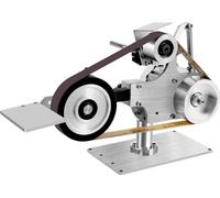 Ponceuse à bande - Modèle sur table - 550 W - 5000 tr/min - Bande 762 x 25 mm - Vitesse de bande 30 m/s - Angle réglable - Pour métal et bois - Argent