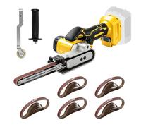 Ponceuse à bande sans fil 457 x 13 mm compatible avec batterie Dewalt 18/20 V, 5 vitesses 0-150 °, meuleuse à bande réglable, polissage à bras droit et incurvé avec 40 bandes abrasives