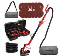 Ponceuse à col long Lehmann, ponceuse pour cloisons sèches, ponceuse mur/plafond, 1800 watts, Ø 225 mm, système d'aspiration, avec LED, 6 disques abrasifs et coffret inclus